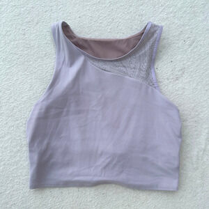 Athleta Conscious Lace Crop Top Shasta Built In Bra Women's S Purple Sleeveless